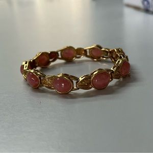 925 Gold bracelet with pink stones. Don’t know much on size